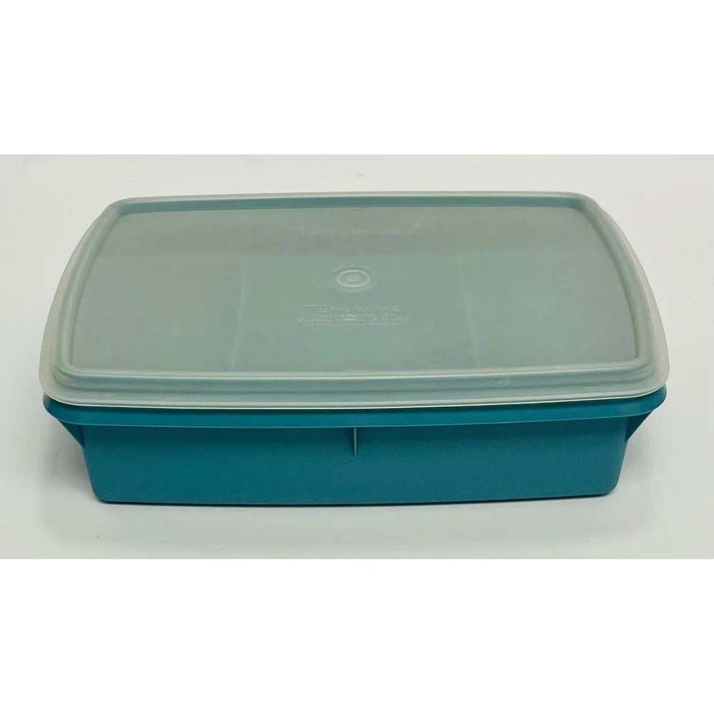 Vintage Tupperware TupperCraft Blue Stow & Go Snack Craft Container 767-2 w Lid